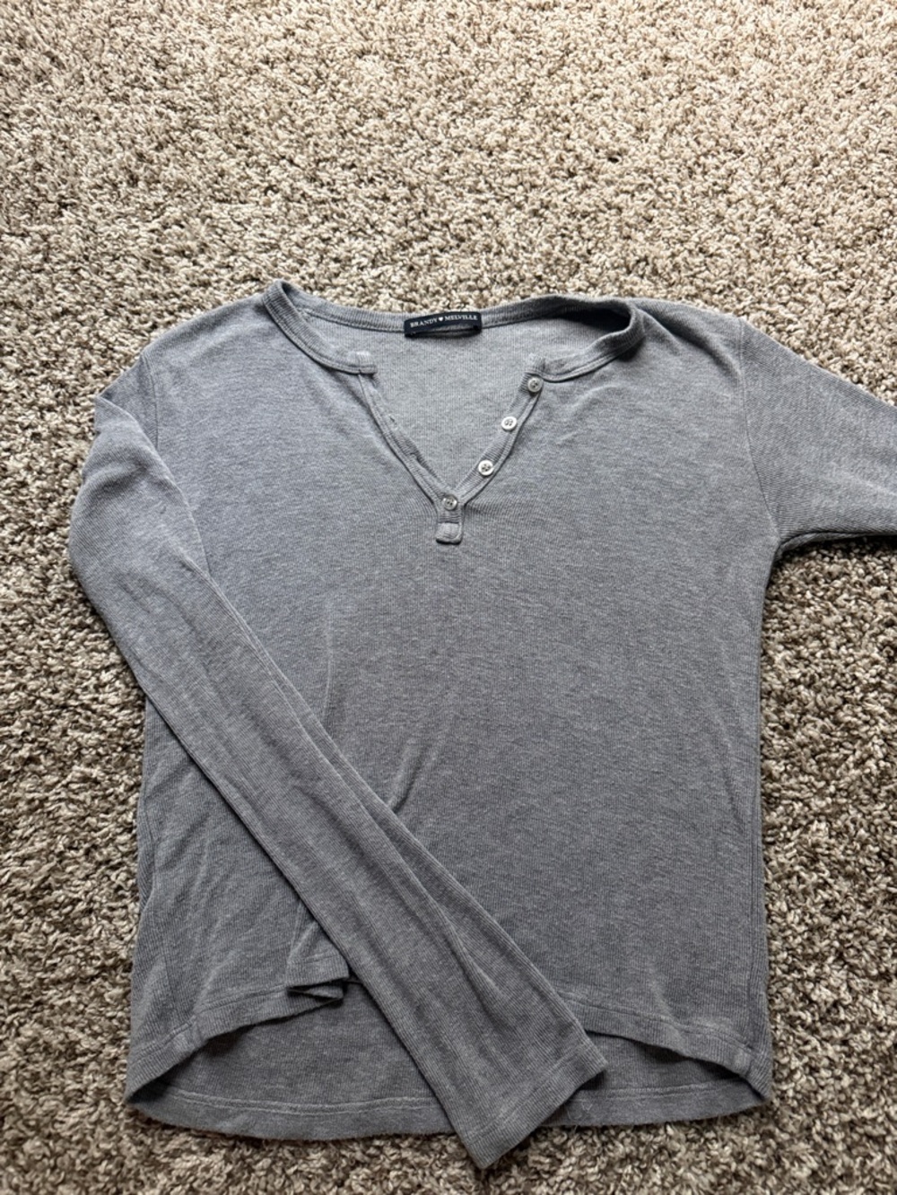 Brandy Melville Gray Long Sleeve Henley Top